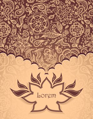 kahverengi altın sorunsuz soyut çiçek desenli kare