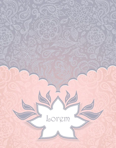 Dikişsiz soyut çiçek desenli pembe gri çerçeve