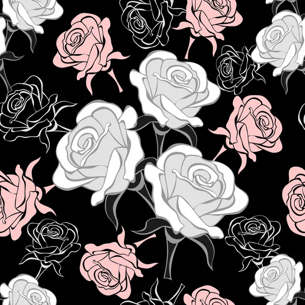 Seamless pattern with roses — Stock Vector