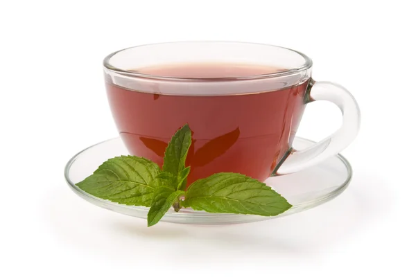 Black tea with pepper mint — Stock Photo, Image