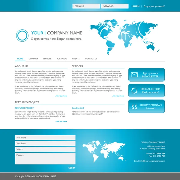 ウェブサイトテンプレート — ストックベクタ