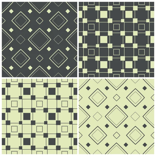 Seamless patterns with squares, vector illustration — Stock Vector