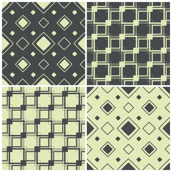 Seamless patterns with squares, vector illustration — Stock Vector