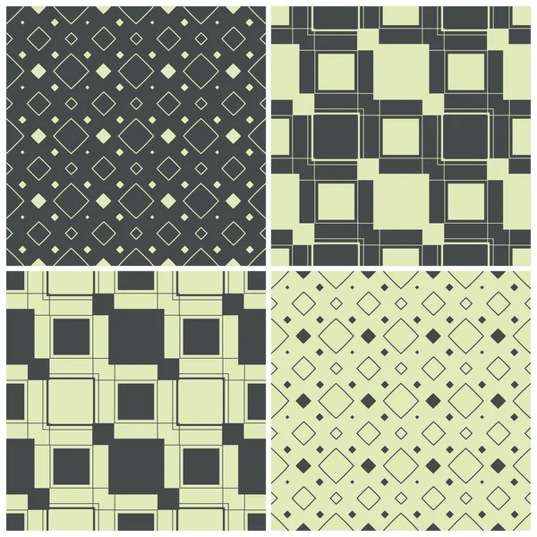 Seamless patterns with squares, vector illustration — Stock Vector