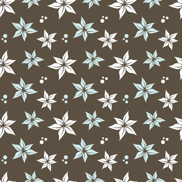 Seamless pattern with flowers and dots, vector illustration — Stock Vector