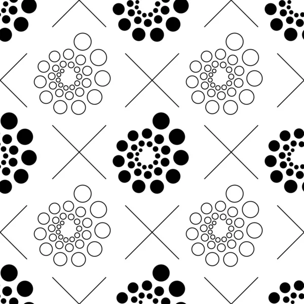 Seamless pattern with dots and circles, vector illustration — Stock Vector