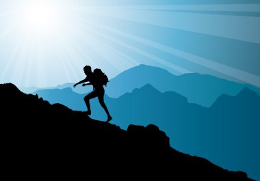 dağın tepesine tırmanma backpacker