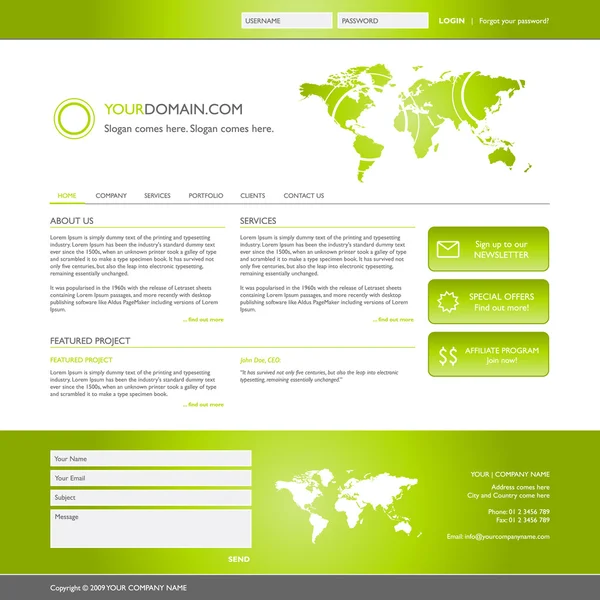 ウェブサイトテンプレート — ストックベクタ