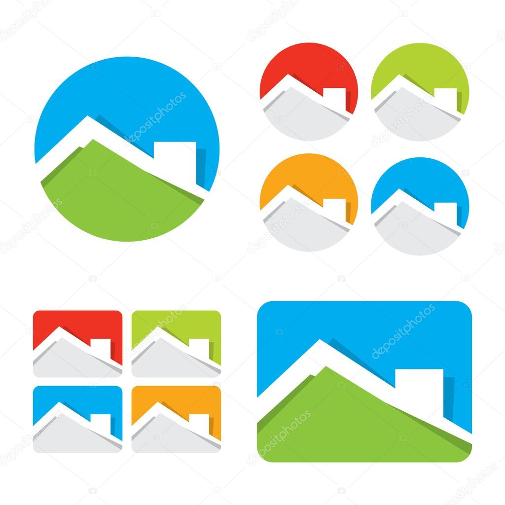 Set of real estate house icons, vector illustration