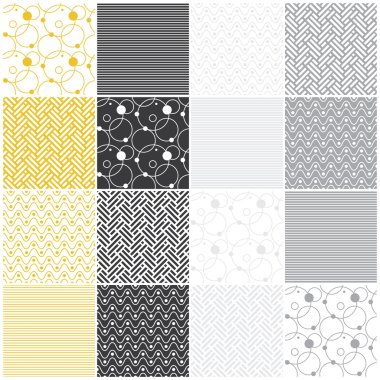 kesintisiz geometrik desenler: çizgili, dalgalar, noktalar, daireler, chevron