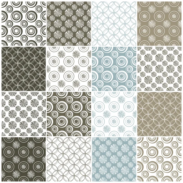 Geometric seamless patterns with circles — Stock Vector