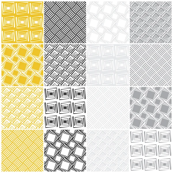 Geometric seamless patterns: squares — Stock Vector