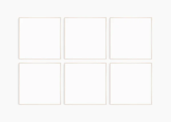 정사각형을 흉내낸다 나무틀로 깨끗하고 현대적 미니멀리즘적 갤러리 정사각형 프레임 — 스톡 사진