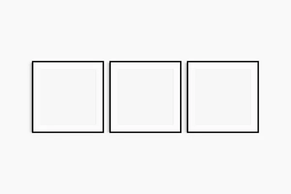 Rahmen Attrappe Quadratisch Set Aus Drei Dünnen Schwarzen Quadratischen Rahmen — Stockfoto