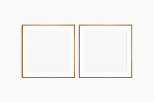 Макет Рамки Квадрат Набір Двох Тонких Дерев Яних Рам Чиста — стокове фото