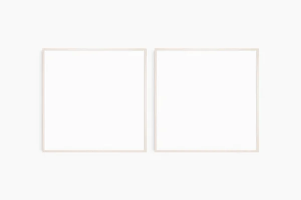 정사각형을 흉내낸다 나무틀로 깨끗하고 현대적 미니멀리즘적 갤러리 정사각형 프레임 — 스톡 사진
