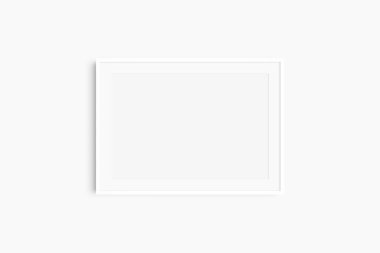 Yatay çerçeve modeli 7: 5, 70x50, A4, A3, A2, A1 manzarası. Tek beyaz çerçeve modeli. Temiz, modern, minimalist, parlak. Passepartout / mat açılışı 3: 2 çerçeve oranı.