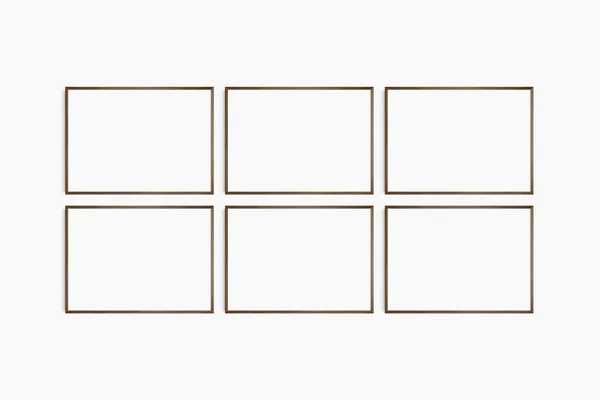 Горизонтальний Макет Рамки 70X50 Ландшафт Набір Шести Тонких Темно Коричневих — стокове фото
