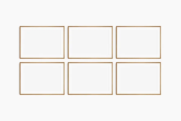 Горизонтальний Макет Рамки 70X50 Ландшафт Набір Шести Тонких Дерев Яних — стокове фото