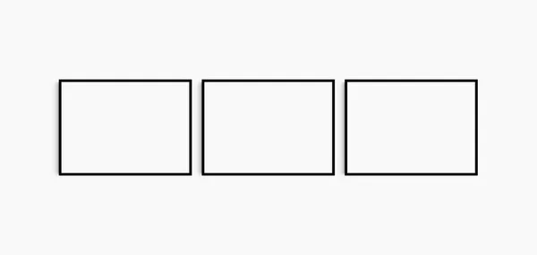 Pozioma Makieta Ramy 70X50 Krajobraz Zestaw Trzech Cienkich Czarnych Ramek — Zdjęcie stockowe