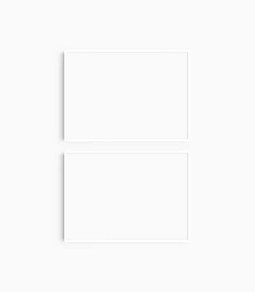 水平フレームモックアップ7 70X50 A1の風景 2つの薄い白いフレームのセット ギャラリーの壁のモックアップ 2フレームのセット 清潔で近代的でミニマリズム的で明るい — ストック写真
