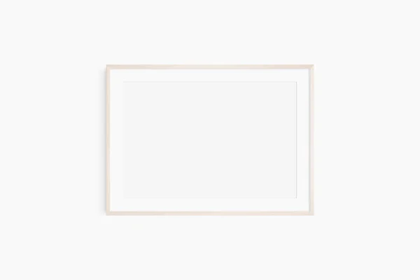 Horizontal Frame Mockup 70X50 Landscape Single Light Wood Frame Mockup — Stock Photo, Image