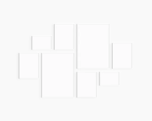 Gallery Wall Mockup Set White Frames Gallery Wall Frame Mockup — Stock Photo, Image