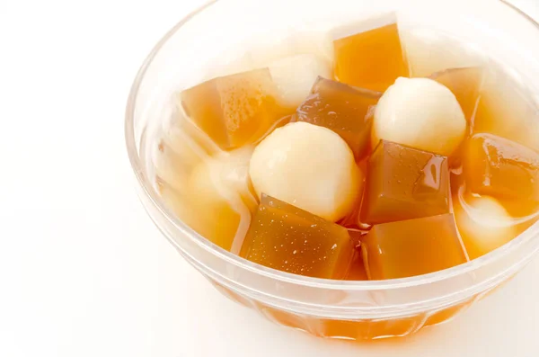 Japanse Snoepjes Bruine Suiker Agar Met Shiratama Dango — Stockfoto