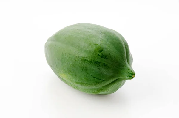 Groene Papaya Witte Achtergrond — Stockfoto
