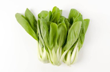 Beyaz arka planda bok choy (Çin lahanası)