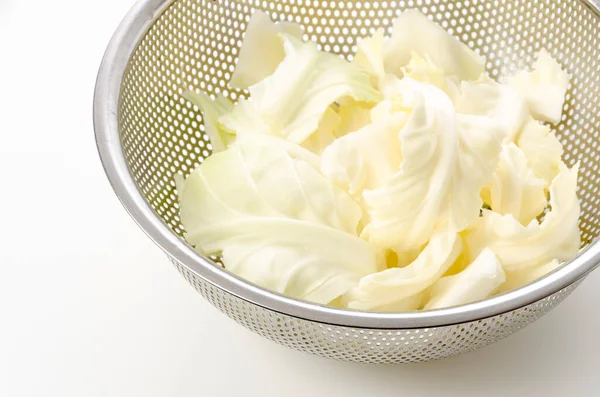 Shredded Cabbage Stainless Steel Colander — Stock Photo, Image