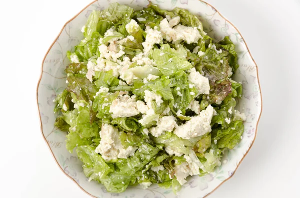 Fresh Red Leaf Lettuce Firm Tofu Salad Best Raw Vegan — Stock Photo, Image