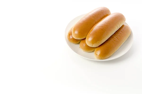 Hot Dog Bun Fundal Alb — Fotografie, imagine de stoc