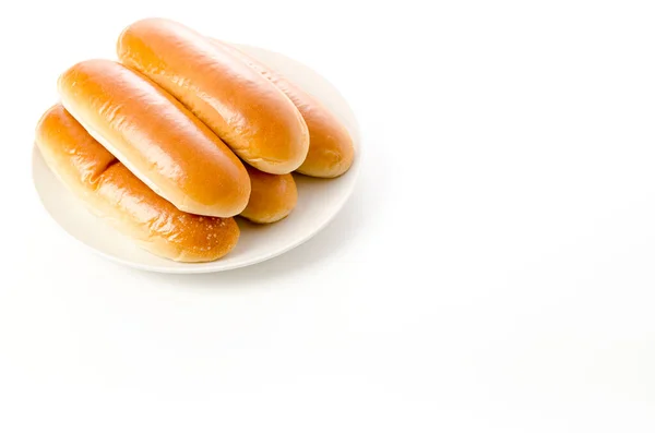 Hot Dog Bun Bílém Pozadí — Stock fotografie
