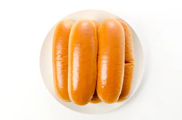 Hot Dog Bun Bílém Pozadí — Stock fotografie