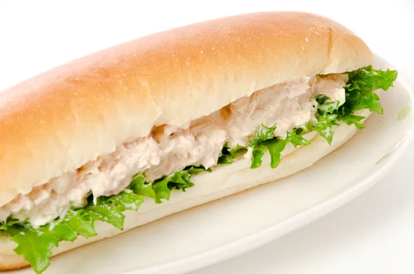 Tuna salad sandwich on a white background