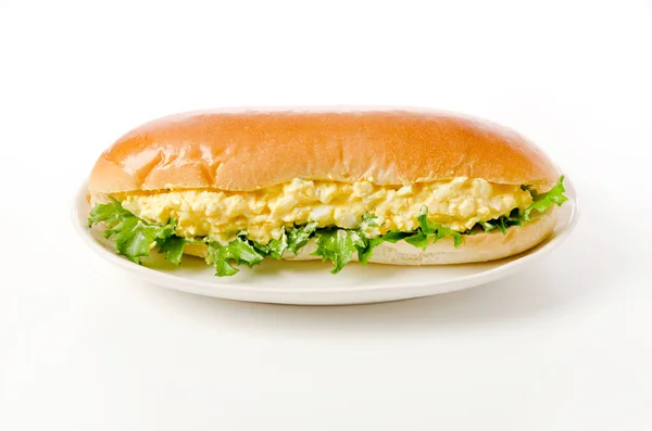 Яєчний Бутерброд Білому Тлі — стокове фото