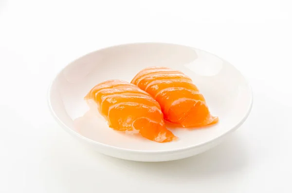 Salmão Sushi Nigiri Fundo Branco — Fotografia de Stock