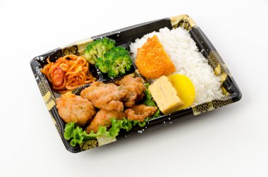 Japon yemeği, kareage bento, kızarmış tavuk beslenme çantası.