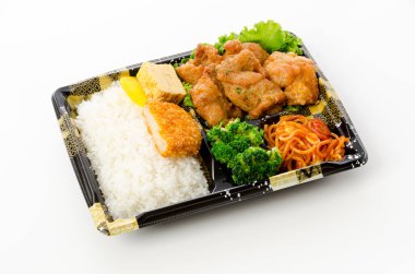 Japon yemeği, kareage bento, kızarmış tavuk beslenme çantası.