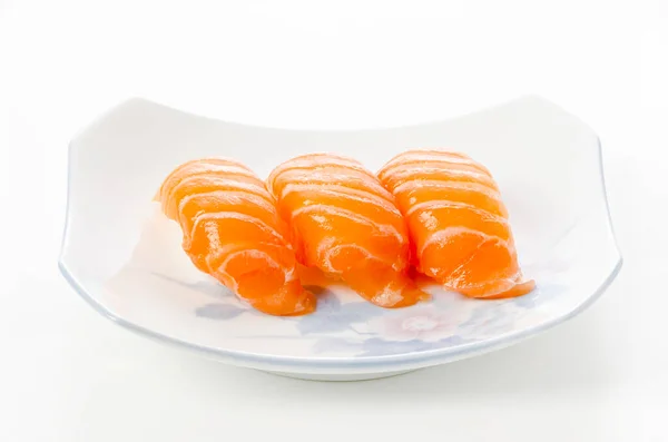 Salmon Sushi Nigiri Dengan Latar Belakang Putih — Stok Foto