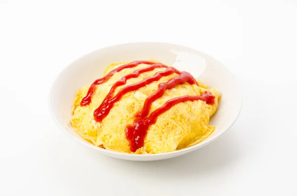 白菜上的日本煎蛋卷饭 — 图库照片