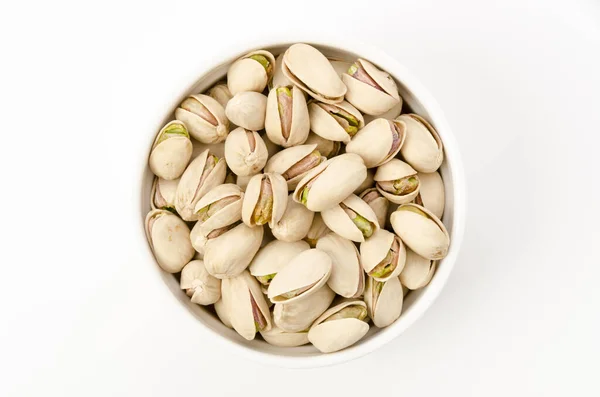Pistachio Nuts Cocotte White Background — Stock Photo, Image