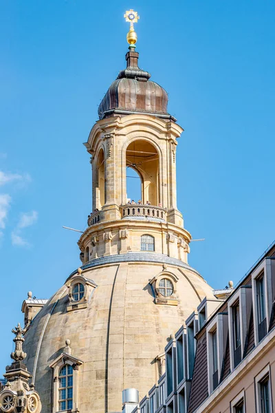 Liebfrauenkirche Neumarkt Der Dresdener Innenstadt Sommer Sonniger Tag Mit Blauem — Stockfoto