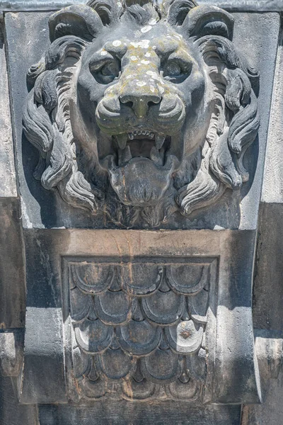 Ancient Decoration Element Scary Lion Head Downtown Historical Center Dresden — Foto de Stock