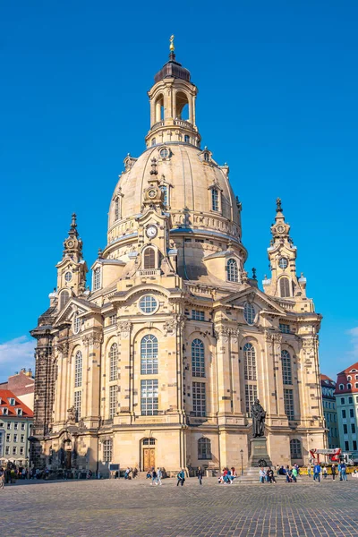 View Historical Center Church Our Lady Neumarkt Square Downtown Dresden — Stockfoto