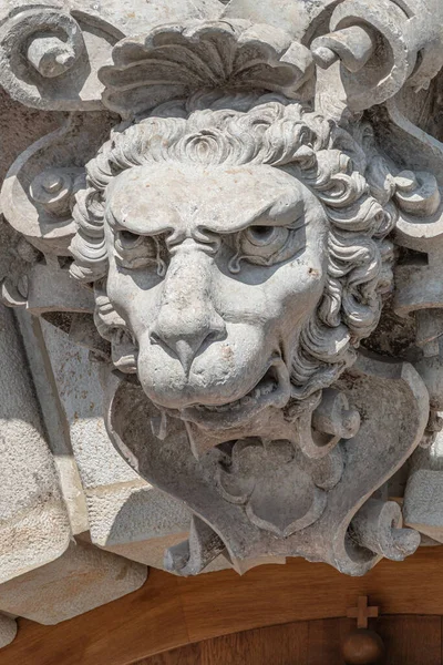 Ancient Decoration Element Scary Lion Head Downtown Historical Center Dresden — Foto de Stock