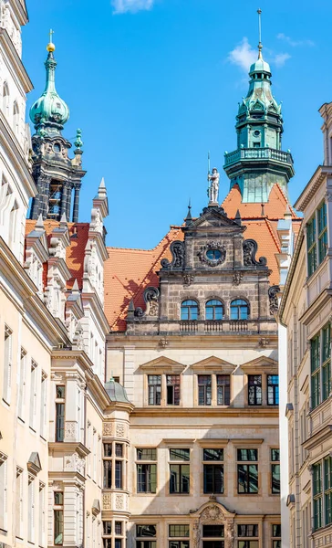 Catholic Cathedral Holy Trinity Hofkirche Downtown Dresden Summer Sunny Day — Stockfoto