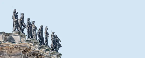 Old Roof Statutes High Ranked Priests Saints Lined Catholic Cathedral — Fotografia de Stock