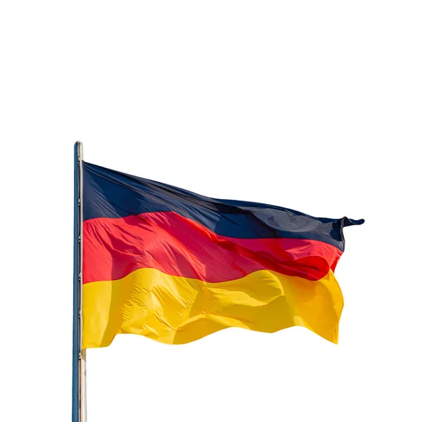 National Black Red Yellow Flag Germany Isolated White Background Details — Stock Photo, Image